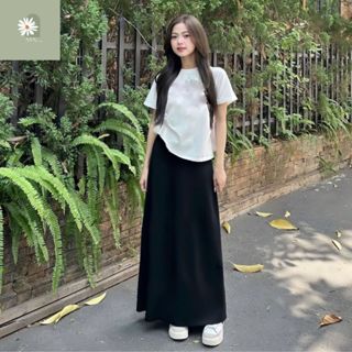  Chân Váy Dáng Chữ A Chân Váy Midi Thun Đen Dáng Dài Phong Ccahs Y2K Trẻ Trung Cá Tính NVN 