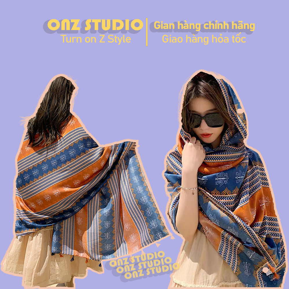 Khăn Choàng Boho Đi Biển Nhiều Màu Khăn Choàng Thổ Cẩm Vintage KC04