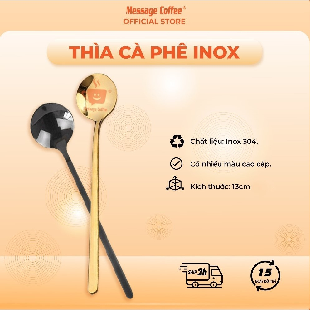 Muỗng cà phê inox 304 cao cấp sang trọng, thìa khuấy trà - cafe có kích thước 13cm từ Message Coffee