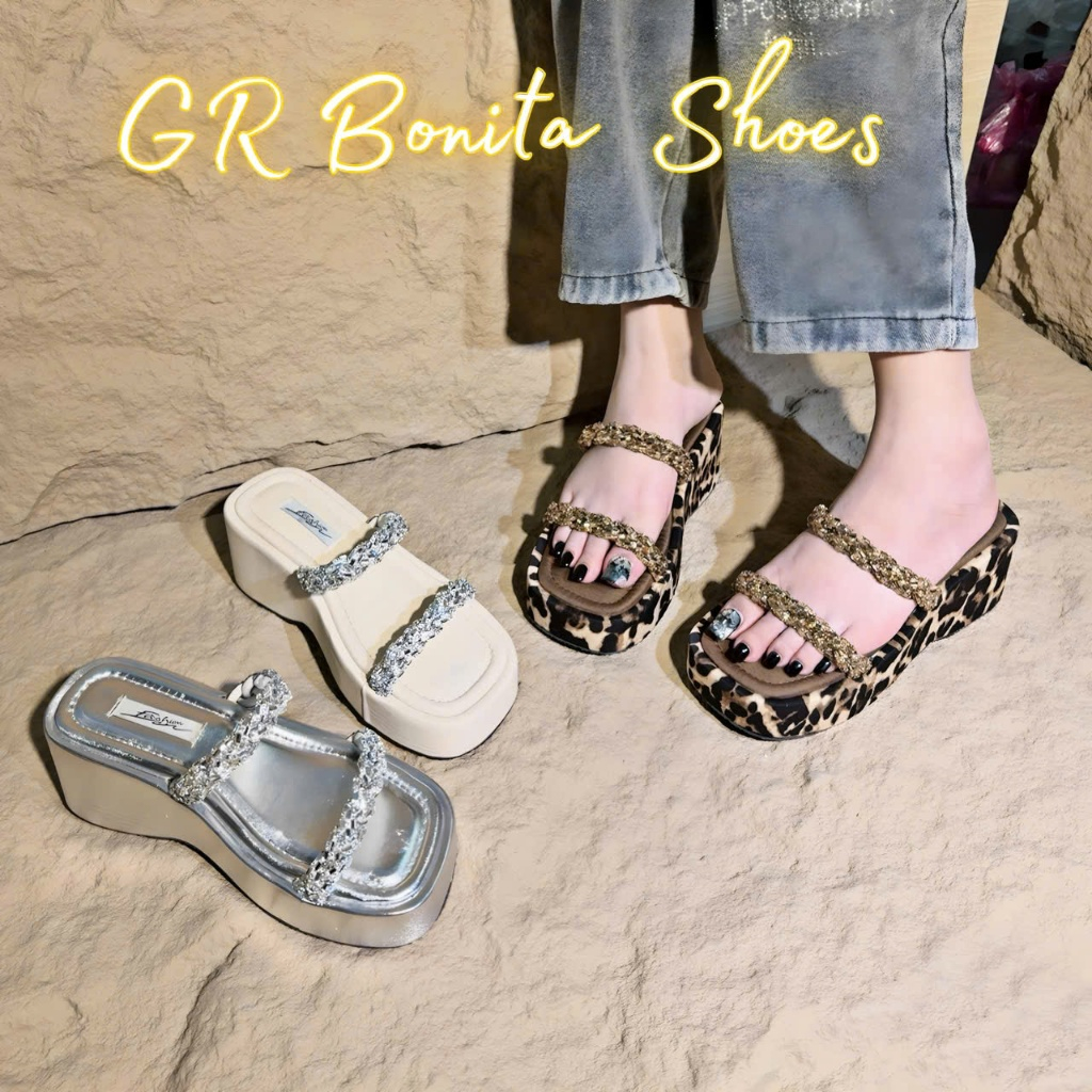 NS2 Dép Xuồng Nữ Hai Quai Đá Bính 6 cm - Bonita Shoes DX115