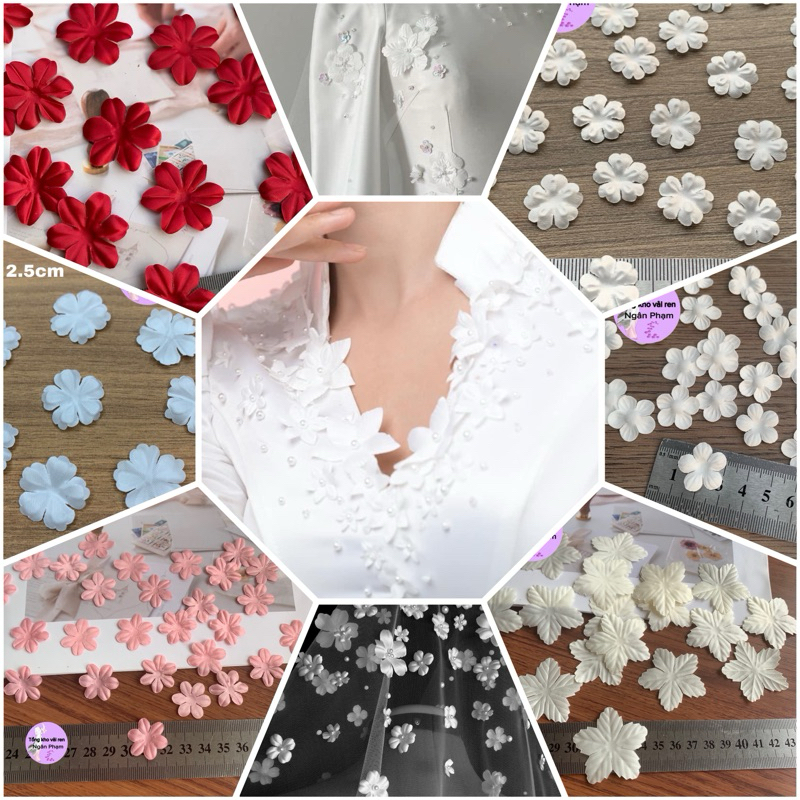 Hoa cánh lụa đính áo váy,voan cài đầu cô dâu ( túi 100 cánh)