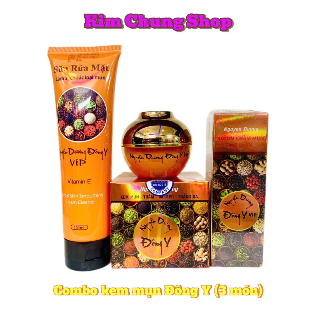 Combo kem MỤN Đông Y (3 món: Sữa rửa mặt, serum, kem dưỡng)