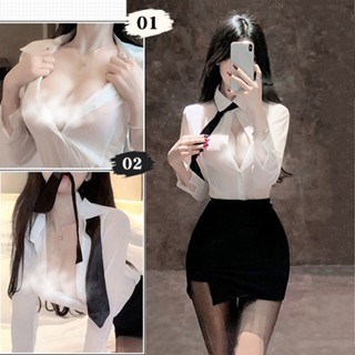 Set đồ công sở áo sơ mi trắng kèm chân váy đồ ngủ cosplay nữ thư ký