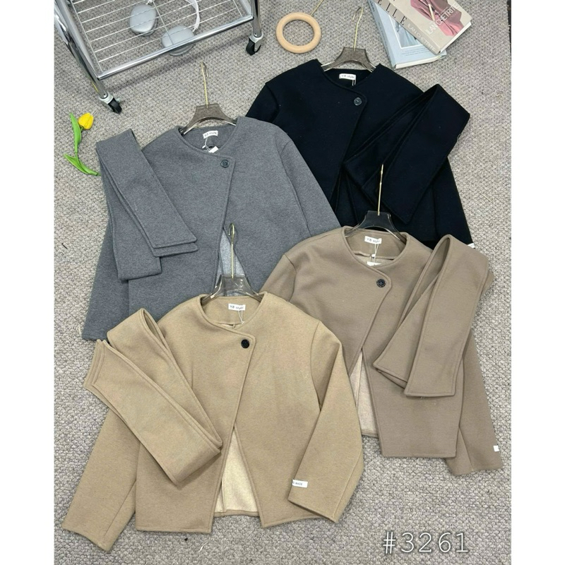 Áo khoác dạ 1 cúc chéo kèm khăn the.sweaterweather TSW