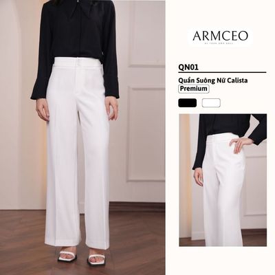 Quần suông nữ cách điệu Calista ARMCEO chất liệu chéo ý bamboo cao cấp, form dáng sang trọng tôn dáng tối đa