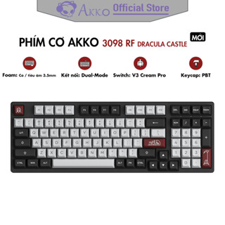 Bàn phím cơ AKKO 3098 RF Dracula Castle [ Dual-mode / Switch V3 Cream Pro / Foam tiêu âm / 98 Key ] - Hàng Chính Hãng