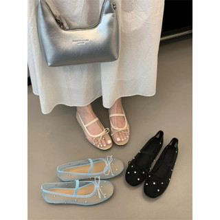 (FORM TO LÙI SIZE) Giày búp bê nữ mũi tròn ballet lưới đính đá êm chân ShangGuLi QC Loại 1