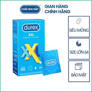 Bao cao su Durex XXL size lớn 64mm mỏng, nhiều gel bôi trơn - Nhập Mỹ hộp 12 chiếc (Có tách lẻ)
