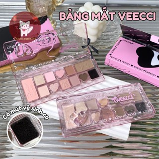 [VEECCI] Bảng Phấn Mắt VEECCI 11 Ô Ballet Nơ Lụa Hồng Đen, Có Kèm Mút Vệ Sinh Cọ Tiện Lợi, Đa Năng