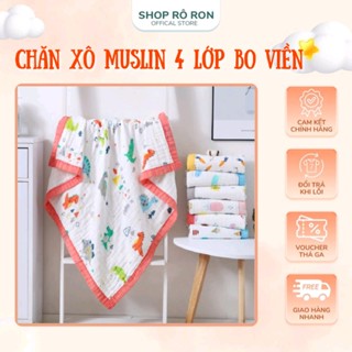 Chăn xô Muslin 4 lớp bo viền - Chăn hè Chăn đa năng cho bé - Shop Rô Ron