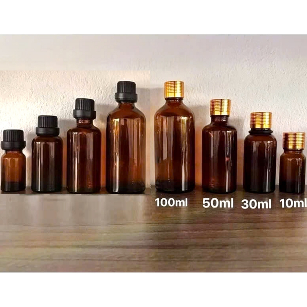 (combo 50 chai)  Chai thủy tinh Nâu + nắp vặn + nhỏ giọt 10ml ...50ml 100ml