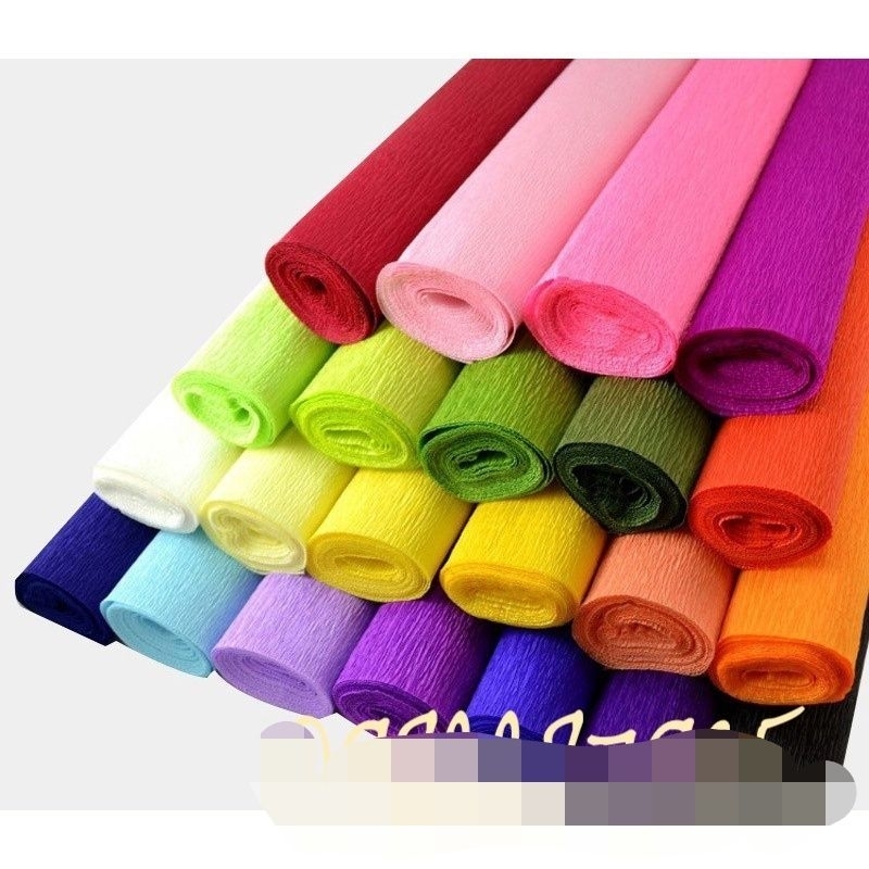giấy nhún, giấy nhăn cuộn làm hoa handmade