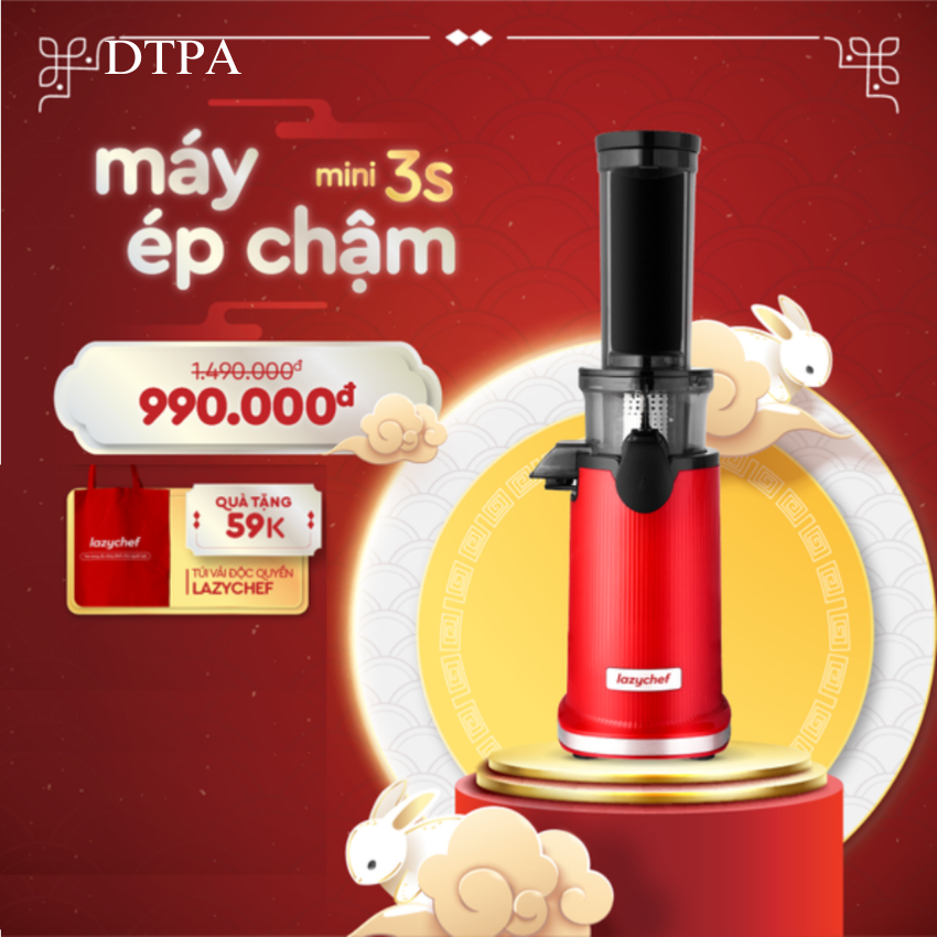 Máy Ép Chậm Mini 3S LC02ME Lazychef, Công Nghệ Ép Lạnh, Làm Kem Ép Trái Cây, Hàng Chính Hãng Bảo Hàn