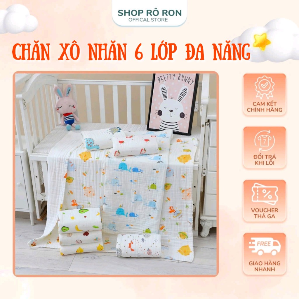 Khăn Tắm Xô Nhăn 6 Lớp Hàng Loại 1 1m*1m1 Siêu Mềm Siêu Thấm Chăn Xô Đa Năng Shop Rô Ron