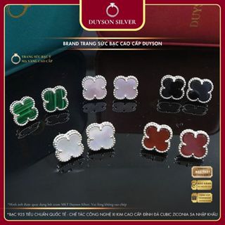 Khuyên tai bạc Ý cỏ 4 lá Duyson Silver, bông tai bạc mạ vàng trắng cỏ bốn lá  [KNXK56]