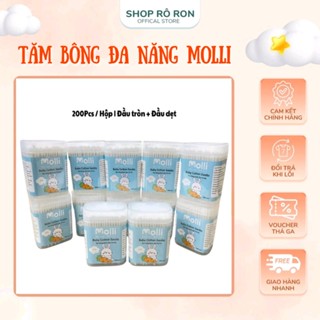 Tăm bông đa năng MOLLI EMMAKIDS - Tăm bông lõi giấy 2 đầu MOLLI EMMAKIDS hộp 200 chiếc - Shop Rô Ron