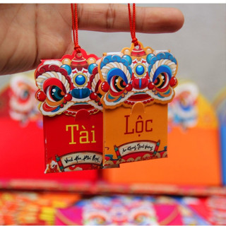 Set 10 Bao Lì Xì Đầu Lân Mini Loại 1 có dây treo mai đào độc lạ 2025