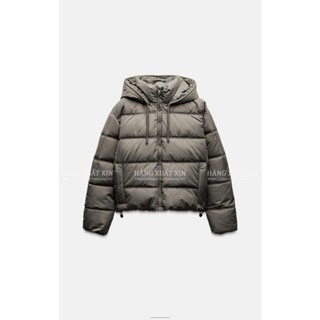 Áo khoác phao nữ parka Z@R dáng ngắn hàng xuất dư xịn, túi có khóa, tay bo