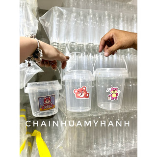   HOA TỐC  100 xô nhựa trà sữa đựng bánh kẹo 500ml 700ml 1000ml 