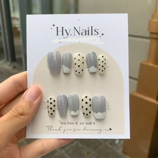 Nailbox thiết kế, nail box đơn giản gấu chấm bi đi học, đi chơi mẫu móng giả móng úp cao cấp Hy.nail