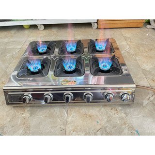 BẾP GAS 6 LÒ KHÈ CÔNG NGHIỆP ( Nấu bò né , bánh xèo , mỳ cay )