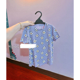 Áo hoa cúc tím bé gái dư xin đét chất siêu đẹp (4-10y)