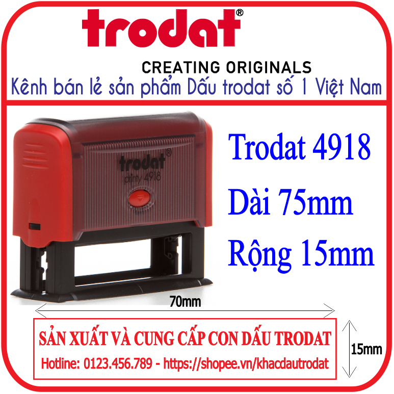 Khắc dấu nội dung dài 75mm cao 15mm (Trodat 4918)
