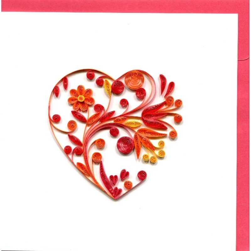 Thiệp Quilling Tim Valentine