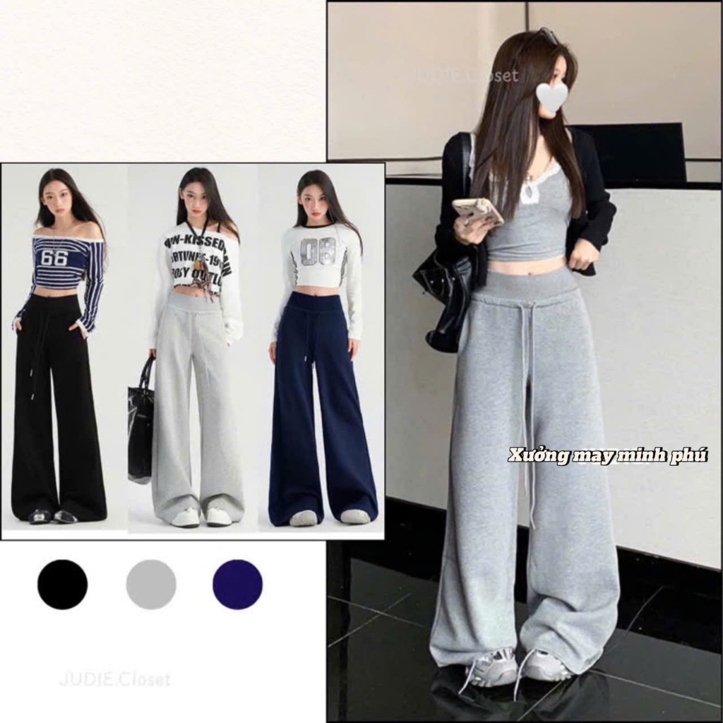 Quần nỉ ống rộng cạp chun mới 2024. Dễ mặc dễ mix đồ, Chất nỉ cao cấp MA701