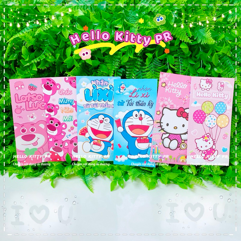 Bao lì xì Hello Kitty - Doremon - gấu Lotso - Doraemon