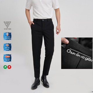 Quần âu nam hàn quốc cạp chun ống côn dáng baggy suông đen, quần tây nam công sở co giãn vải mềm mịn VINTINO CT
