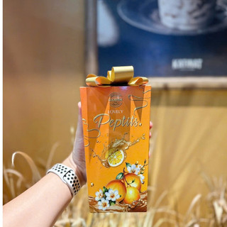 Vỏ hộp hình thang Peptits đựng bánh kẹo tặng kèm nơ lên lẵng quà