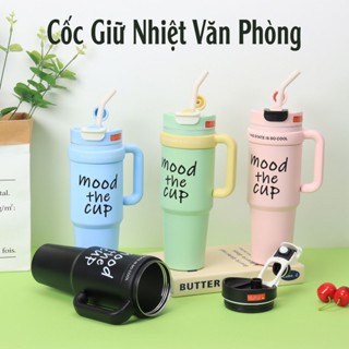 Ly, cốc, bình giữ nhiệt văn phòng TAMIDI 1000ml có ống hút inox 316, tặng Sticker,cọ-CTH02