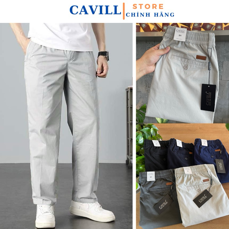 Quần Kaki Nam CAVILL Dáng Suông Đứng, Quần Cạp Chun Dây Rút Co giãn. Vải Cao Cấp mềm mịn, Chống nhăn, Bền màu