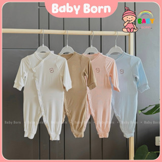 Body Anminaza dài tay cài chéo sợi tre thun lạnh mềm mát cho bé sơ sinh AMI0118 Baby Born shop