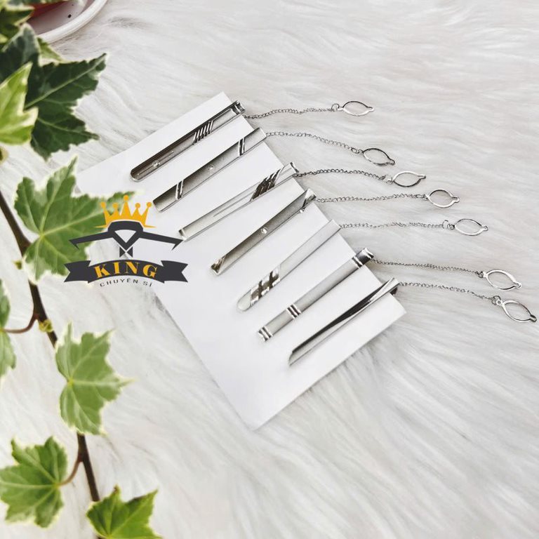 Cà vạt nam KING Caravat phụ kiện kẹp cà vạt hợp kim trắng sáng bền sang trọng nhiều mẫu đẹp AT01