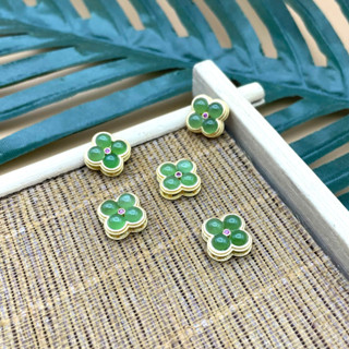  Charm Cỏ 4 Lá Bạc 925 Mạ Vàng Đính Đá Mix Vòng Tay - Charm Bạc 925 - Mã CM010 