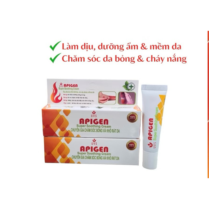Gel bôi bỏng APIGEN , kem bôi giảm khô rát và làm dịu mát da , tuýp 10g