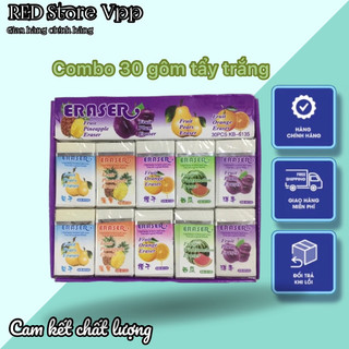 Combo 30 viên gôm tẩy chì trắng họa tiết hoa quả dễ thương