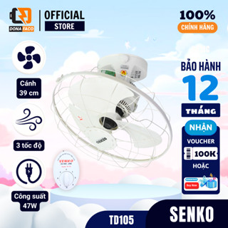 Quạt đảo trần SENKO TD105 chuyển hướng cơ điều khiển hộp số, công suất 47w siêu mát chính hãng