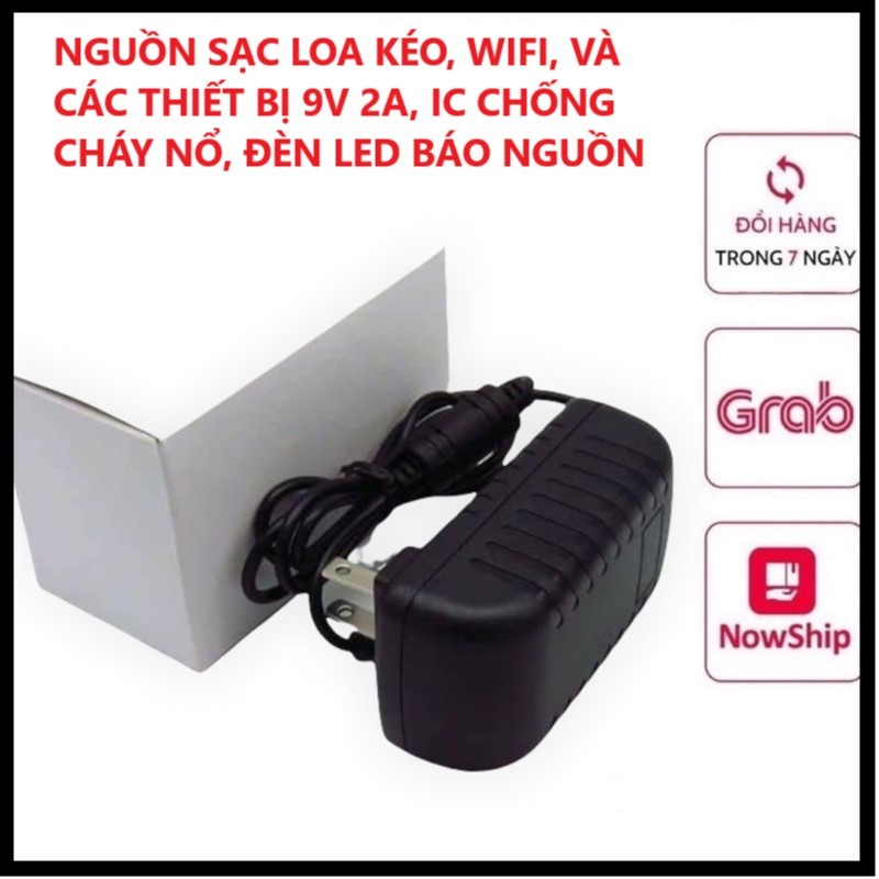 Nguồn Sạc Loa Kéo, Wifi và các thiết bị điện 9V2A , 9V 2A, 9V-2A chân to 5.5