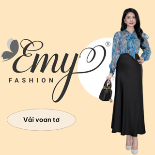 Áo Thiết Kế EMY Thời Trang Cao Cấp Trung Niên A9502 Vải Voan Tơ, Nền Xanh Loang Sang Chảnh Đi Tiệc