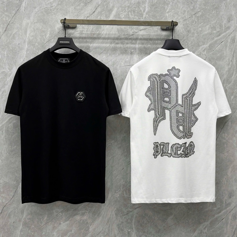 Áo Phông Nam Nữ Premium Cotton Philipp Plein Thêu Logo Đầu Lâu Ngực Phối Kim Tuyến Chữ Sau Lưng Dành Cho Anh Em Boy Phố