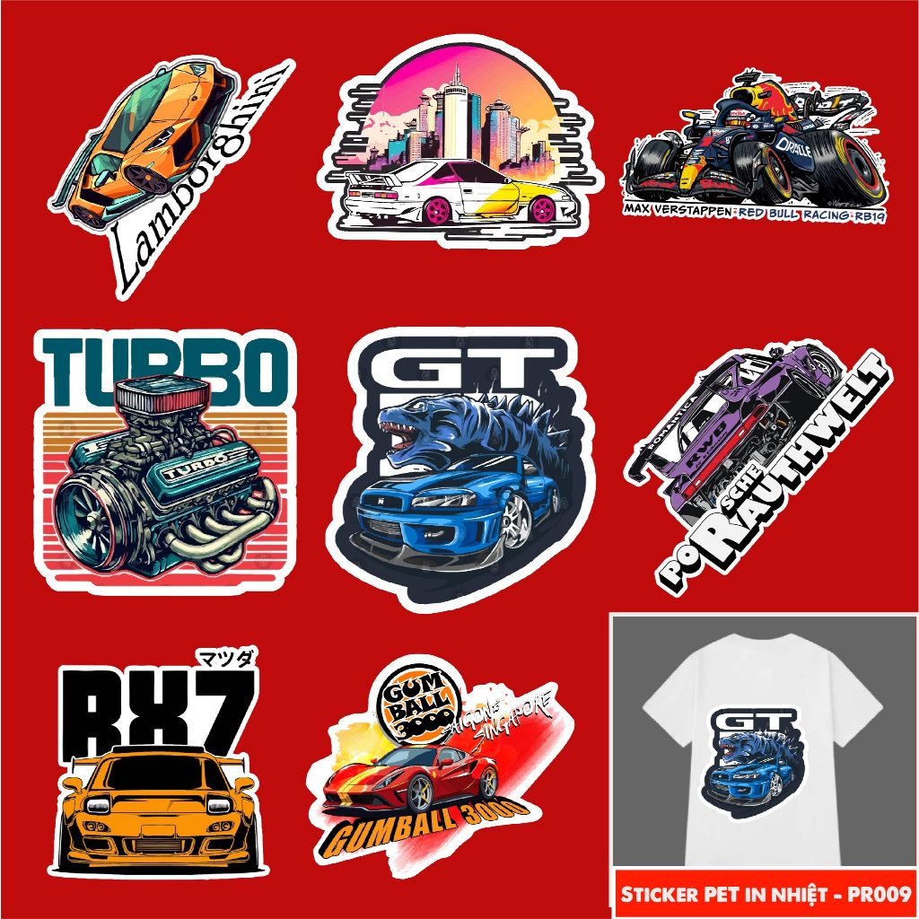 [ PE009 ]Sticker PET hãng xe in chuyển nhiệt - hình ủi lên vải - nón - áo - quần Autono1