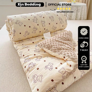 Chăn phao Chăn Cotton Đũi Xơ Đậu Nành Mùa Đông  kích thước 2mx2m3 cân nặng 3kg Chuẩn Loại 1 Mặt Sau Chăn hạt Massage Ngủ
