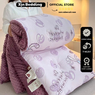 [FREESHIP]Chăn phao cotton đũi mùa đông lót Nỉ Nhung, chăn đũi lót nỉ nhung hạt đậu massage 2m-2m3 mềm mại giữ ấm tốt
