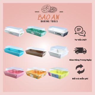 Hộp giấy Kraft đựng bánh, thức ăn hình vuông, hình chữ nhật nhiều mẫu (set 10 hộp)
