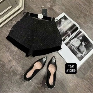 Quần Short Dạ Nhũ Bling Chân Nhung, Quần Sooc Dạ (TWEED) Nữ Đính Kim Tuyến Cao Cấp