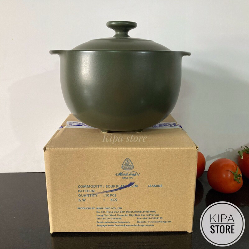 Nồi sứ dưỡng sinh Minh Long 2 lít vesta - Nồi sứ dưỡng sinh 2 lít thân cao có nắp - Kipa store