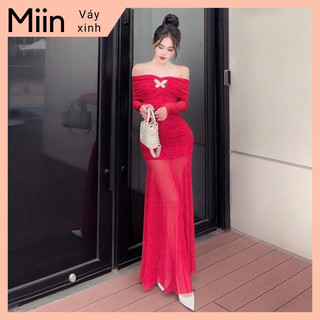 Váy maxi trễ vai tầng